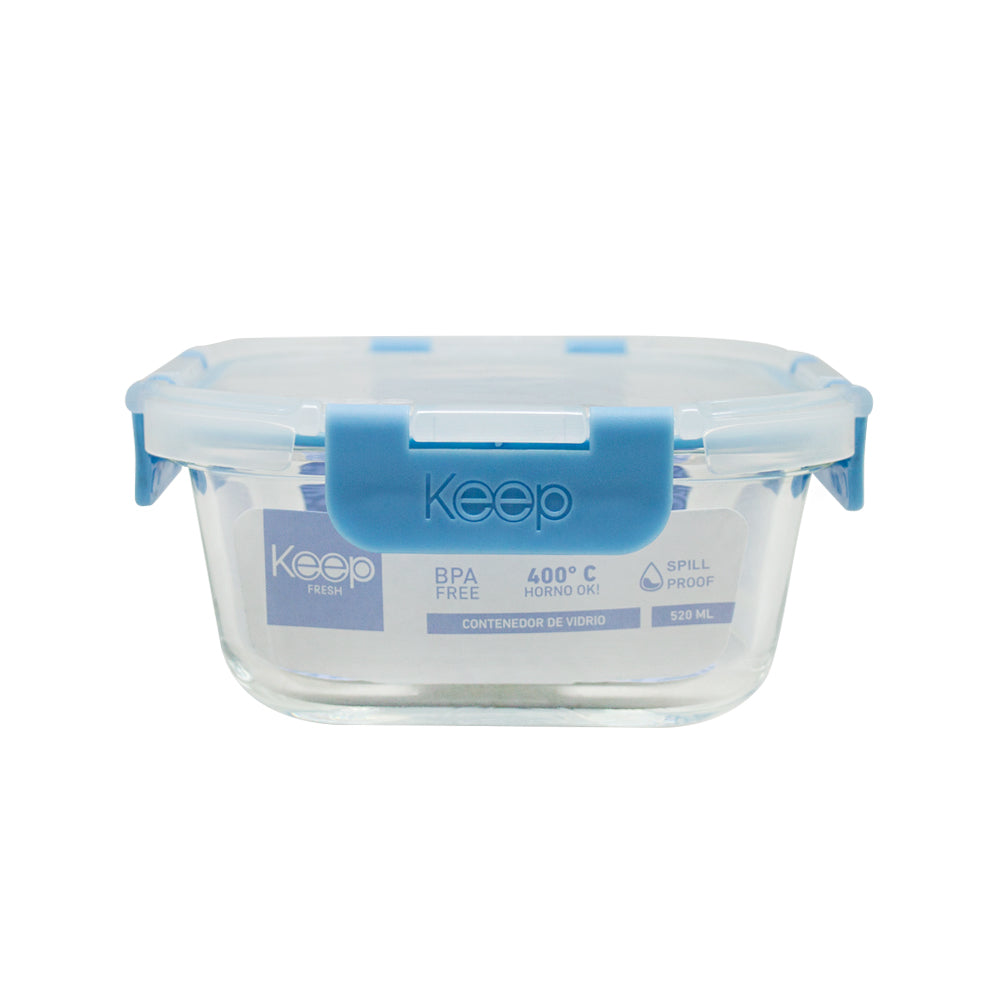 Contenedor Cuadrado Keep Hermético de Vidrio 520ml