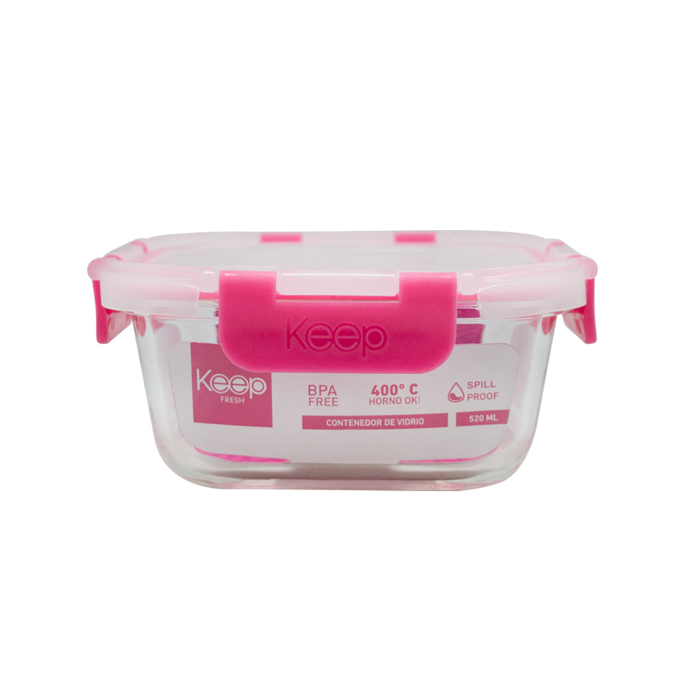 Contenedor Cuadrado Keep Hermético de Vidrio 520ml
