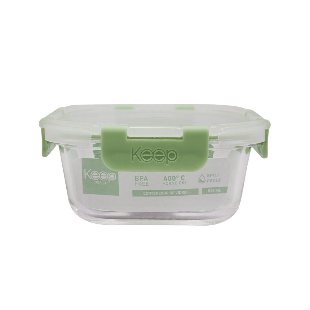 Contenedor Cuadrado Keep Hermético de Vidrio 520ml