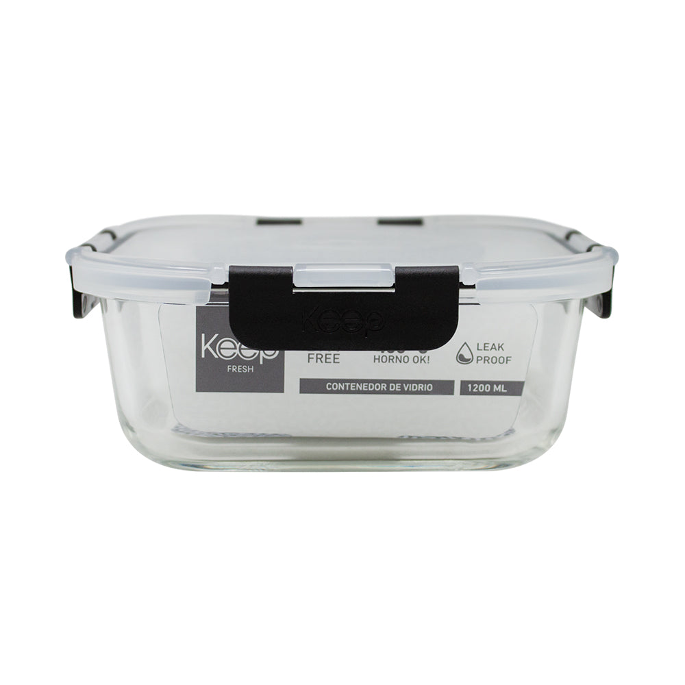 Contenedor Cuadrado Keep Hermético de Vidrio 1200ml