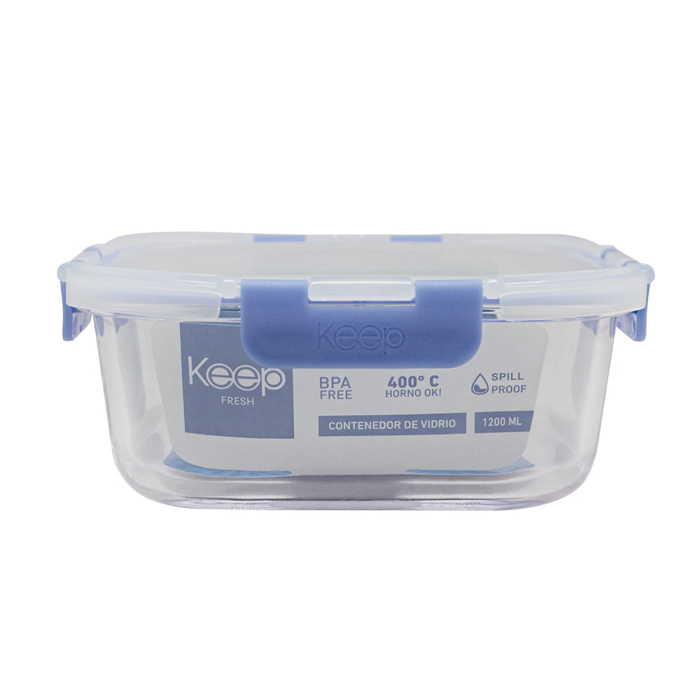 Contenedor Cuadrado Keep Hermético de Vidrio 1200ml