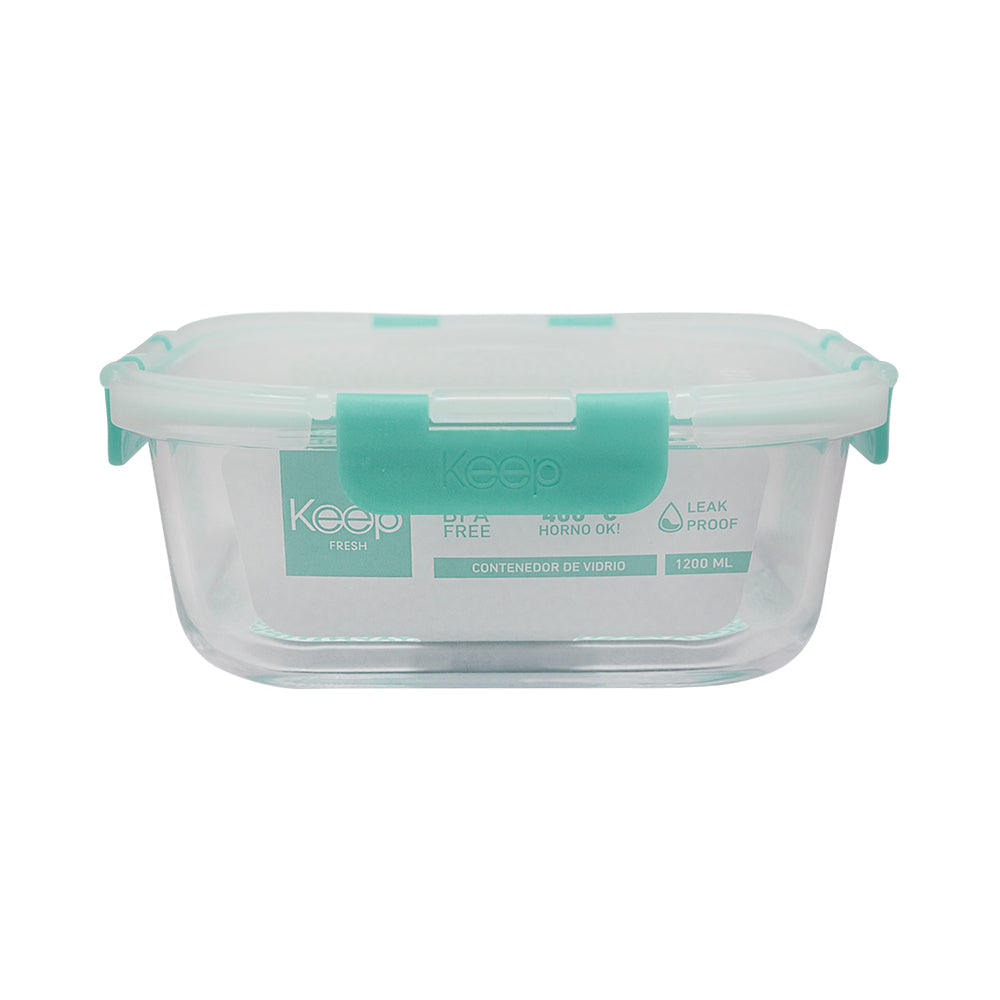 Contenedor Cuadrado Keep Hermético de Vidrio 1200ml