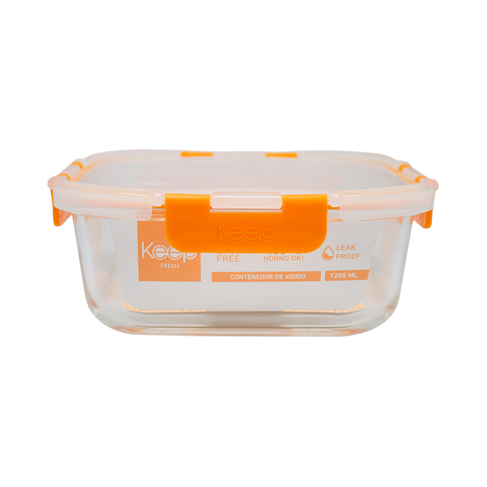 Contenedor Cuadrado Keep Hermético de Vidrio 1200ml