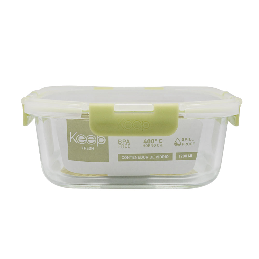 Contenedor Cuadrado Keep Hermético de Vidrio 1200ml