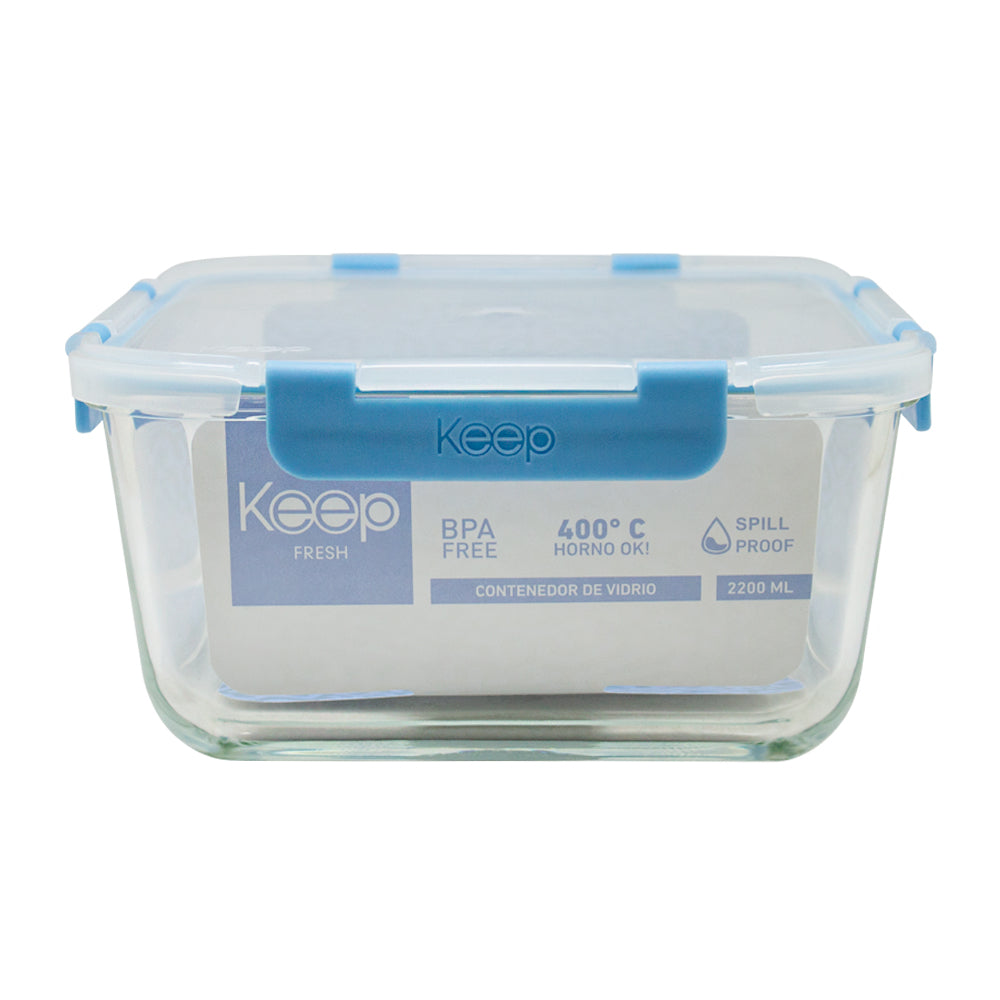 Contenedor Cuadrado Keep Hermético de Vidrio 2200ml