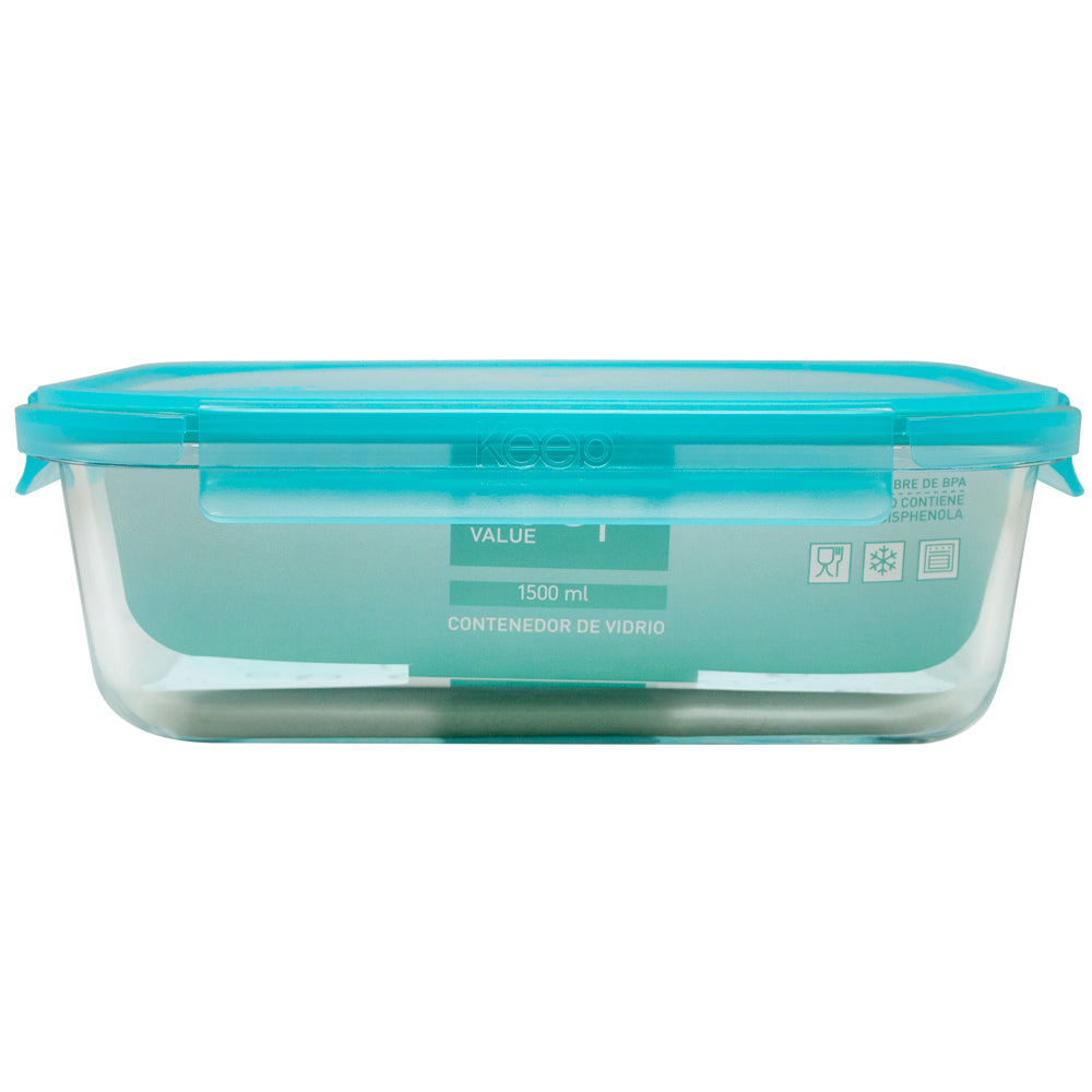 Contenedor Rectangular Keep Hermético de Vidrio 1480ml