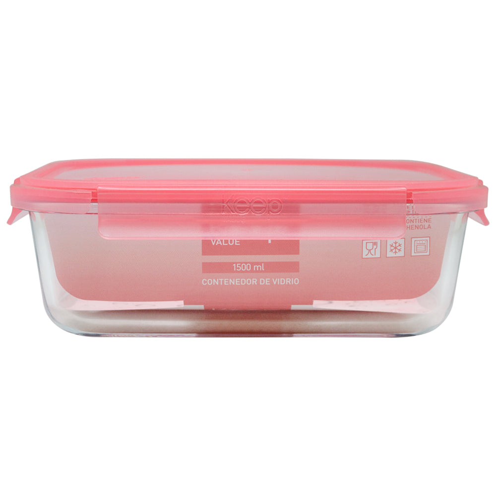 Contenedor Rectangular Keep Hermético de Vidrio 1480ml