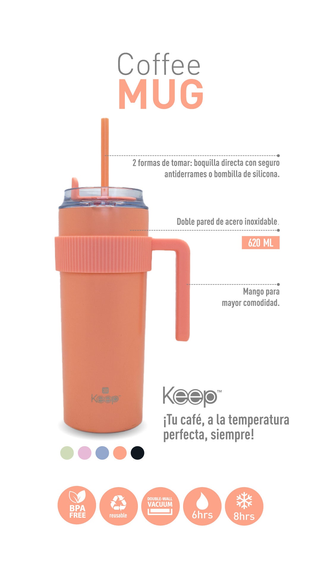 Coffee Mug Doble Pared 20oz Keep