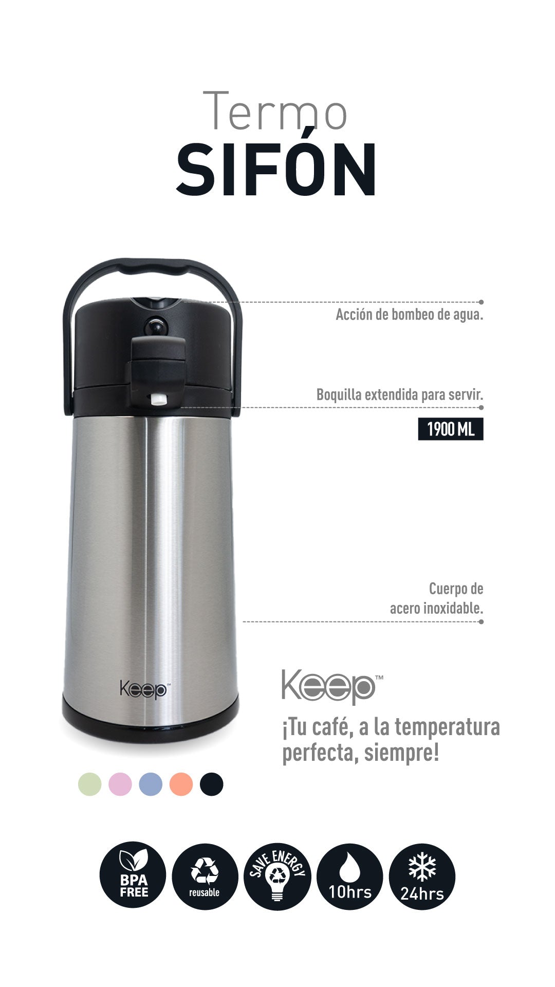 Termo sifón acero inoxidable Keep 1.9 L