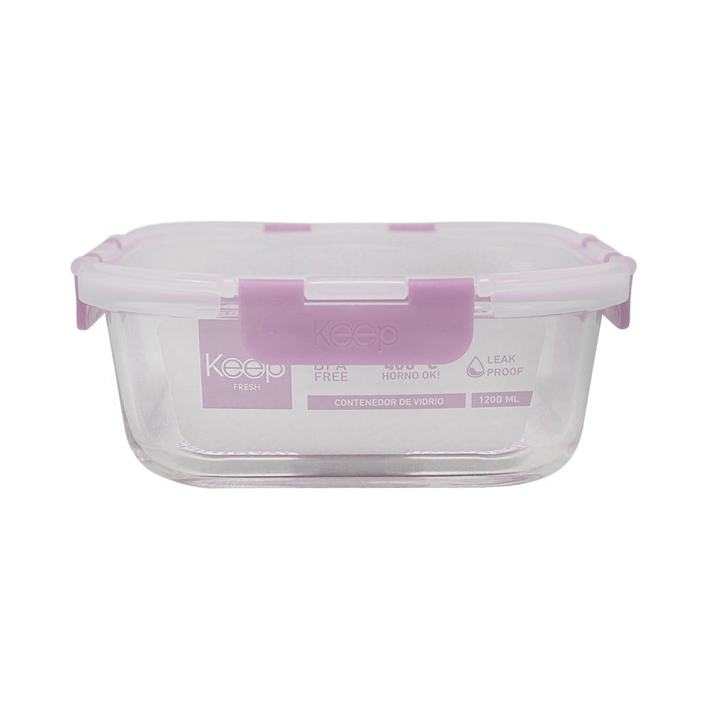 Contenedor Cuadrado Keep Hermético de Vidrio 1200ml