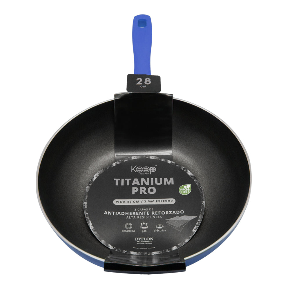 Wok Antiadherente 28cm Titanium Pro Keep