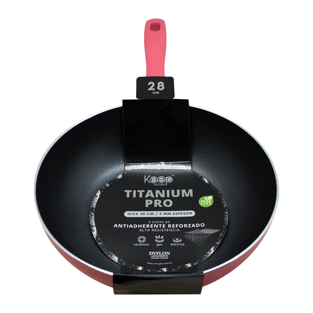 Wok Antiadherente 28cm Titanium Pro Keep
