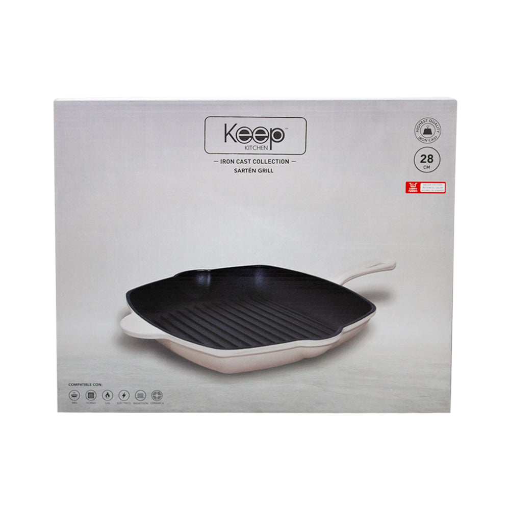 Sarten Grill 28cm Iron Cast White Keep