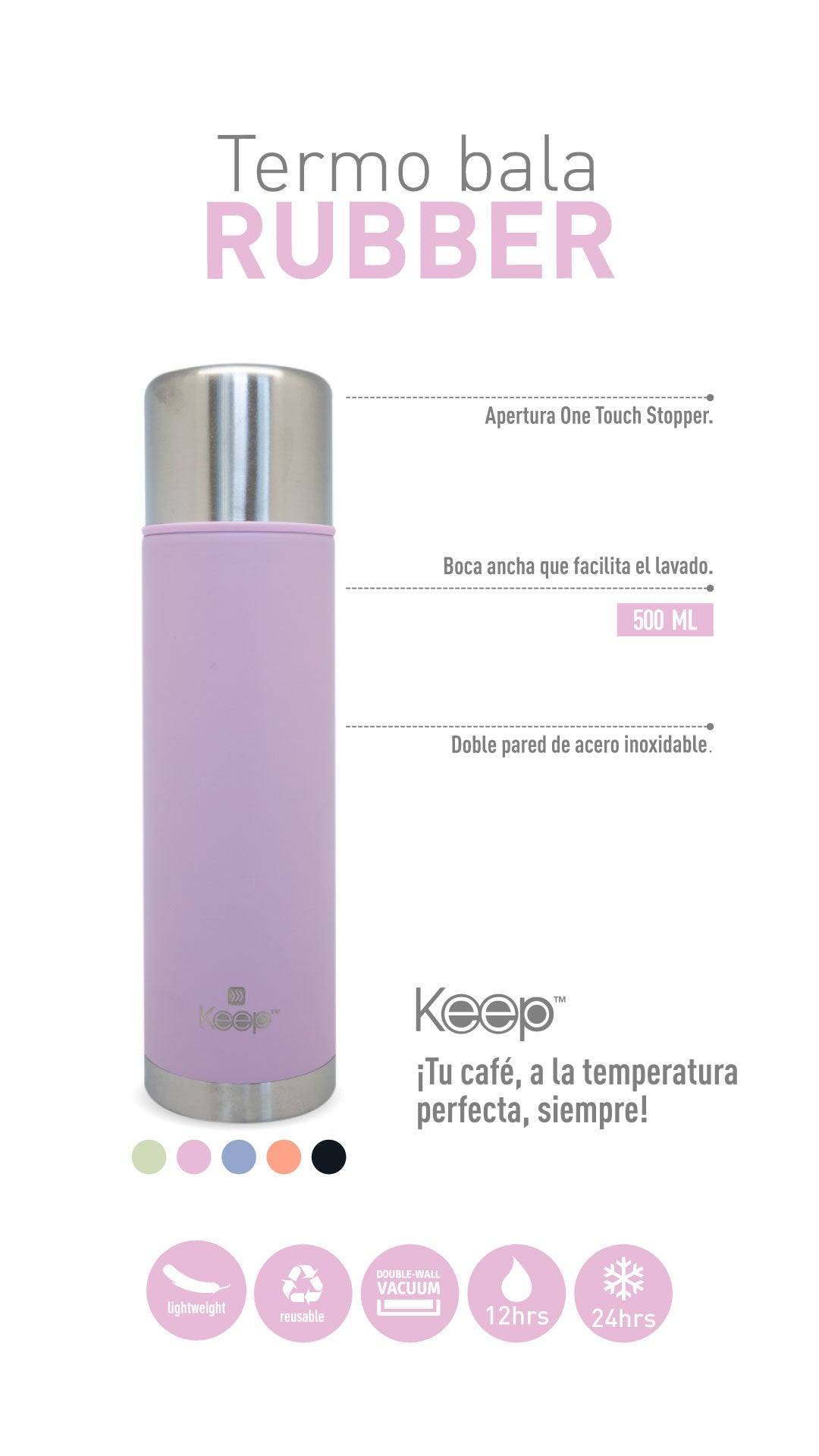 Termo Bala Keep Acero Inoxidable 500ML